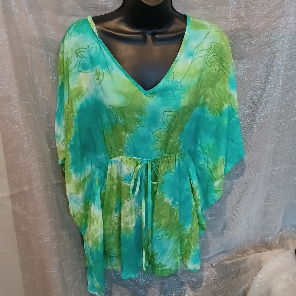 BellanBlue Boho Batwing Sleeve spring Light romper - green floral - Picture 2 of 3